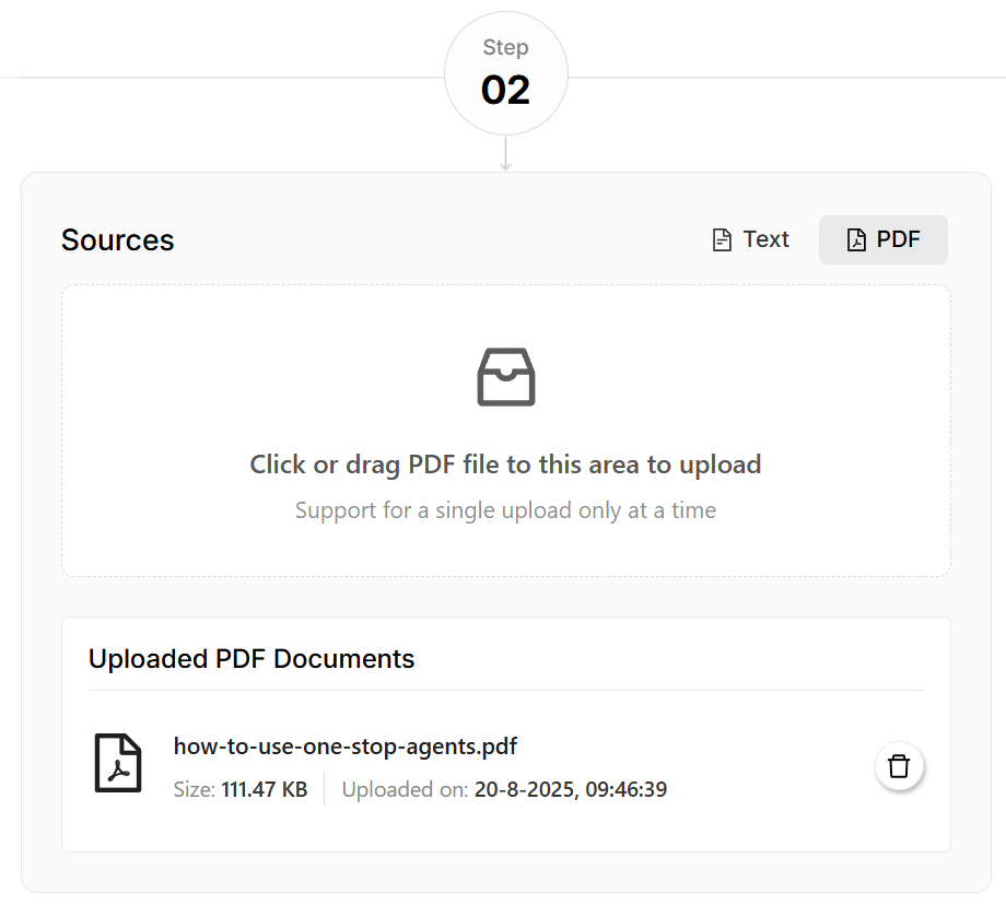 Step 2: Uploading training data with drag-and-drop interface